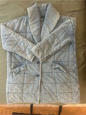 Forever 21 Light Blue Quilted Shawl Collar Jacket